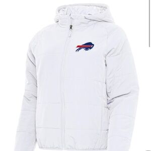 White Hooded Puffer Jacket with Logo